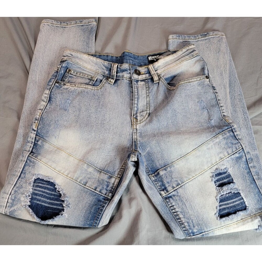 Southpole Skinny Jeans Mens 29x30 Distressed Light Wash Denim Streetwear